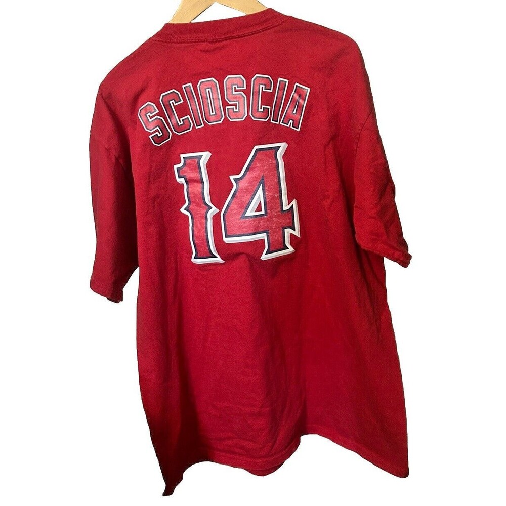 LA Angels Majestic Mike Scioscia Size Men's 2XL Red T-Shirt Classic Front Logo